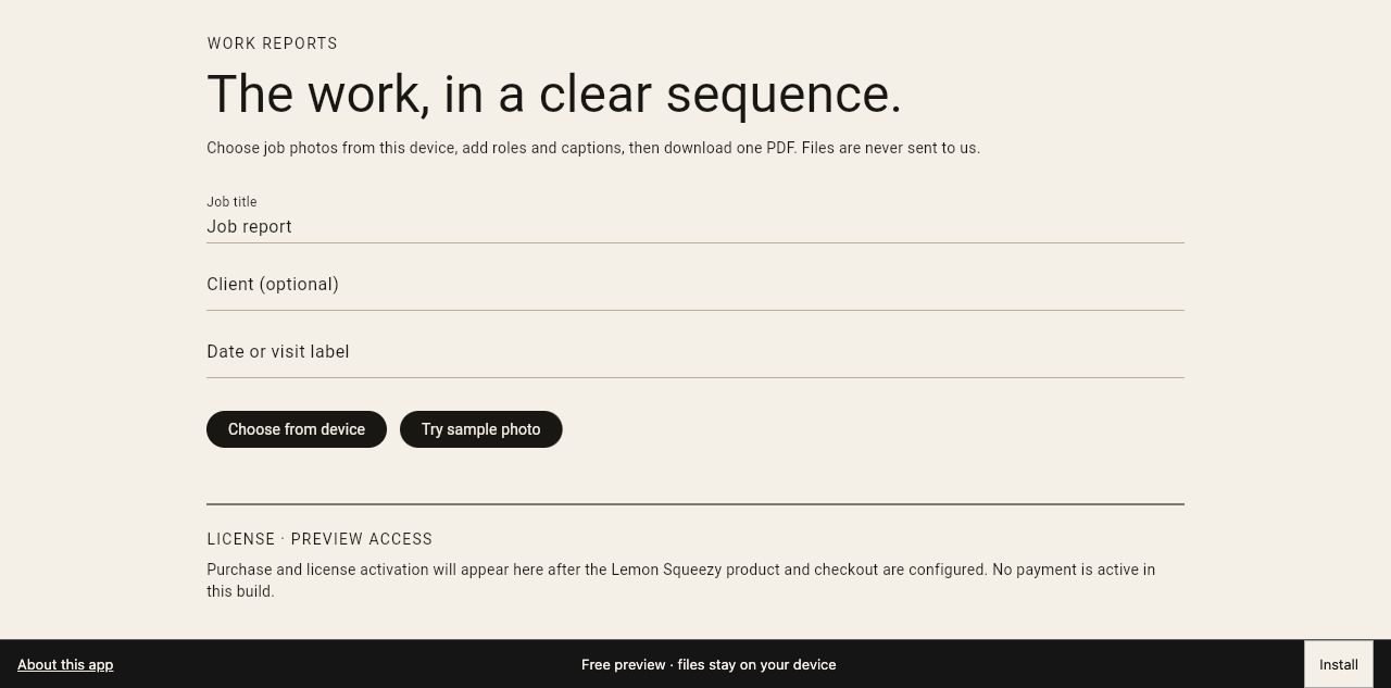 Work Reports — Espacio de trabajo de escritorio