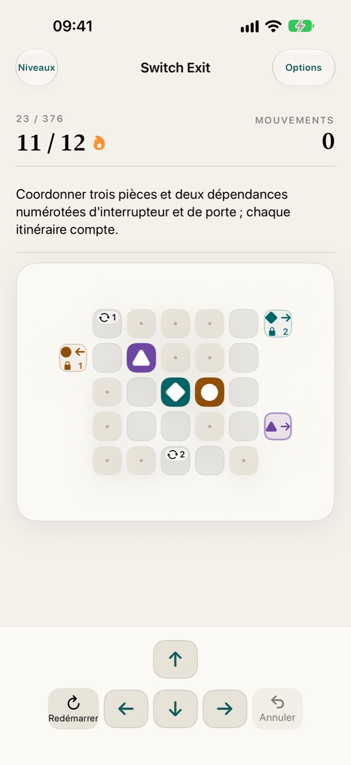 Grille de Switch Exit avec pièces, portes et sorties correspondantes